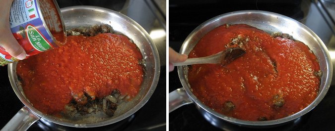 Adding the tomatoes to butter chicken