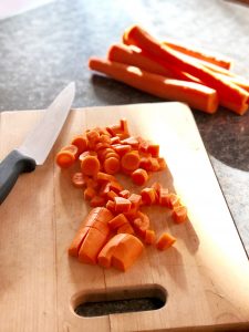 Meanwhile, cut up your carrots