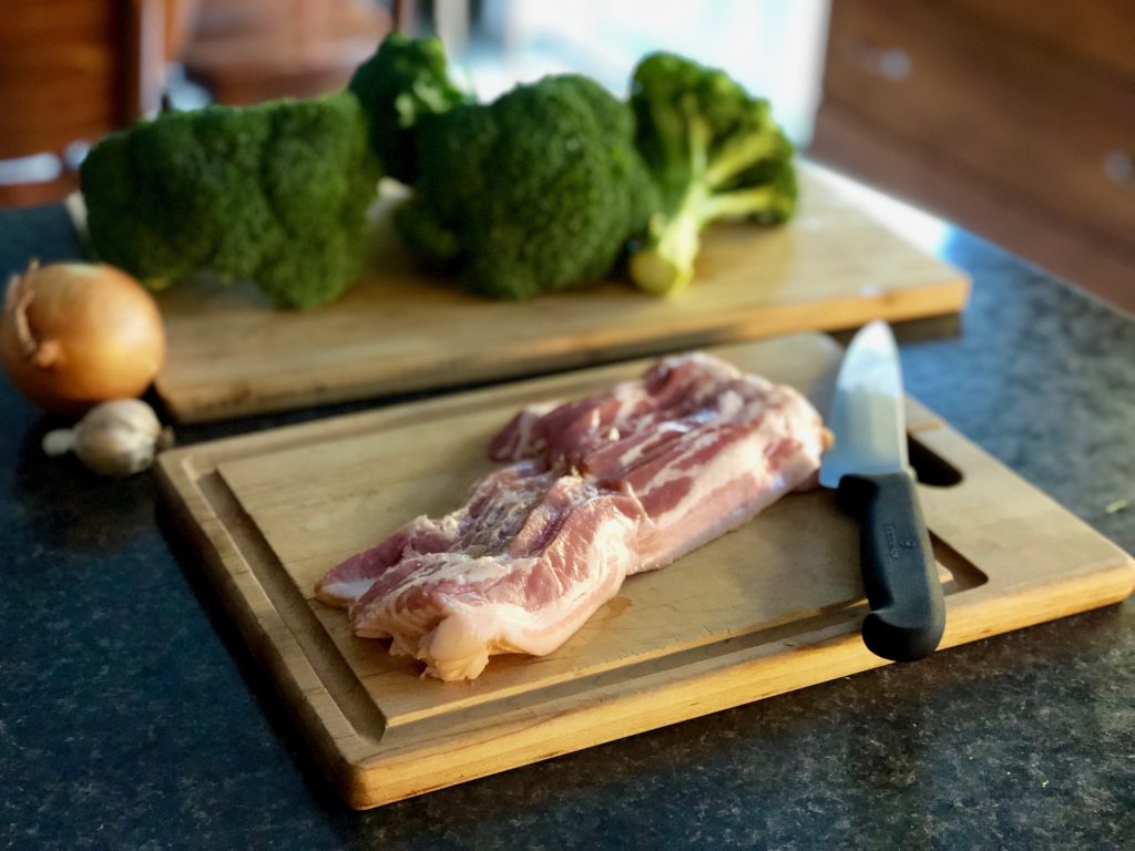 Roasted Cream of Broccoli Soup with bacon