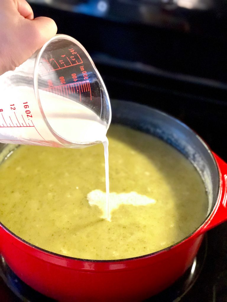 Roasted cream of broccoli soup