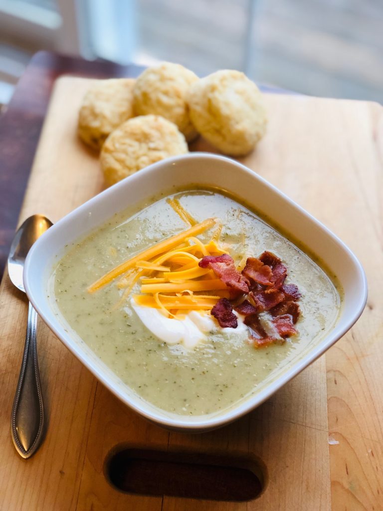 Roasted cream of broccoli soup