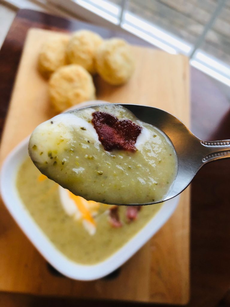 Roasted cream of broccoli soup