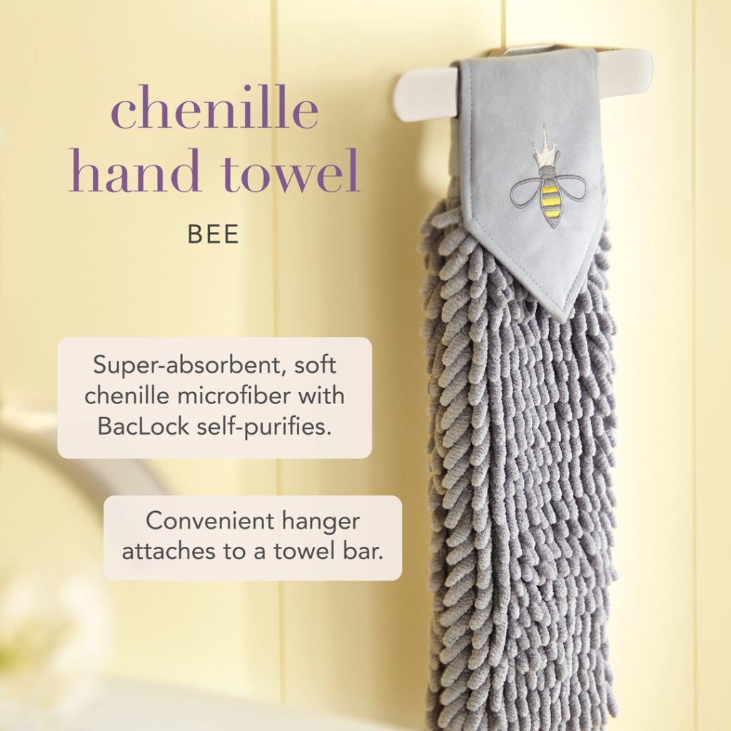 LE Chenille Hand Towel, bee