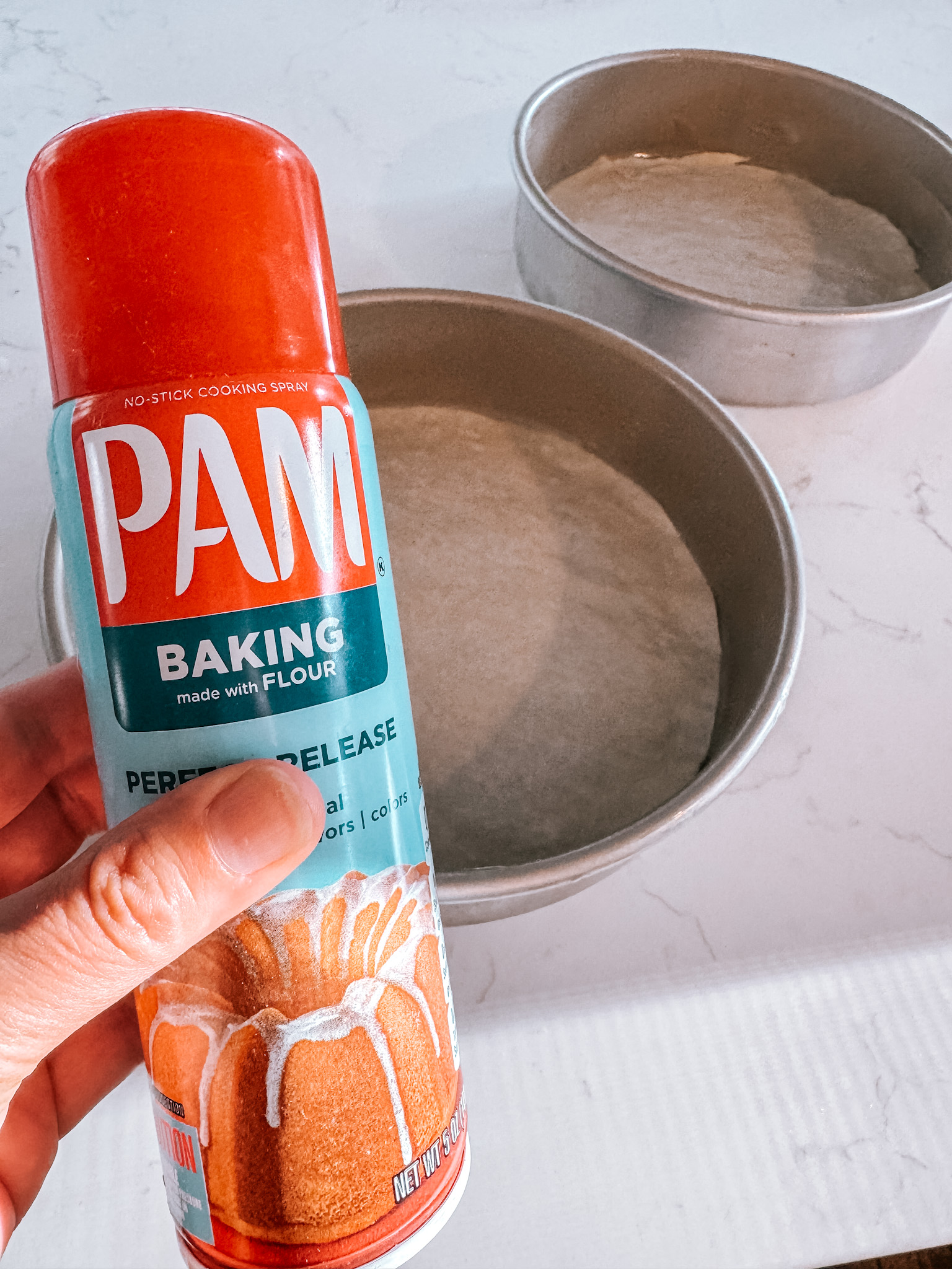 PAM to prepare cake pans - Finnish Strawberry Cake
